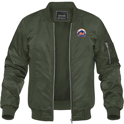 Men's New York Mets Lightweight Bomber Jacket Windbreaker Softshell Varsity Jacket
