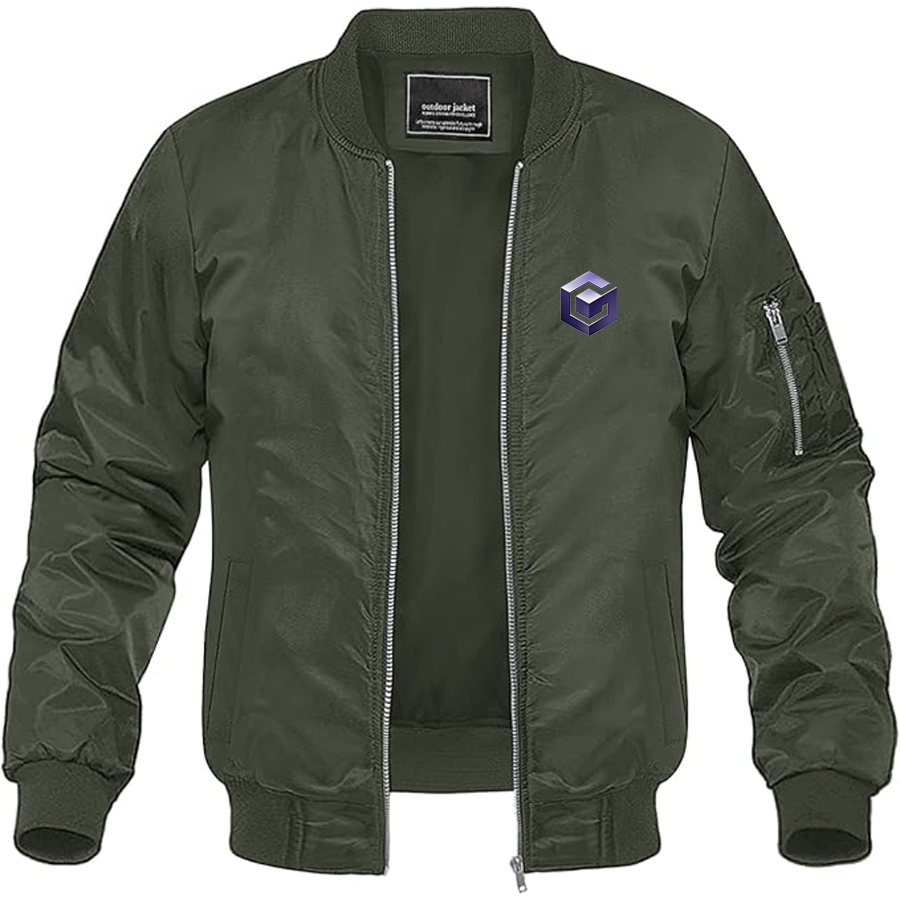 Men's Nintendo GameCube Logo Lightweight Bomber Jacket Windbreaker Softshell Varsity Jacket Coat