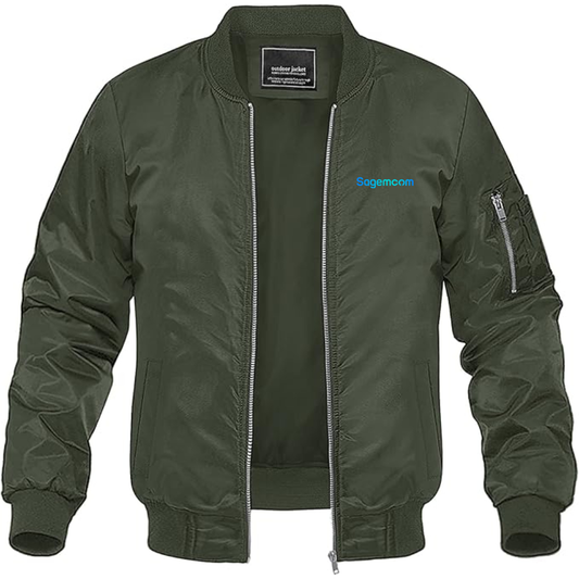 Men's Sagemcom Logo  Lightweight Bomber Jacket Windbreaker Softshell Varsity Jacket Coat