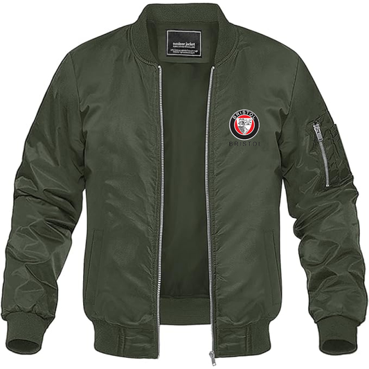 Men's Bristol Logo Lightweight Bomber Jacket Windbreaker Softshell Varsity Jacket Coat