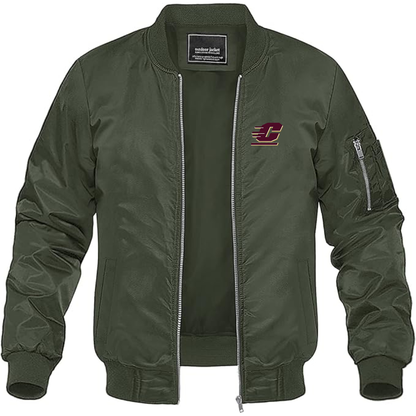 Men's Central Michigan Chippewas  Lightweight Bomber Jacket Windbreaker Softshell Varsity Jacket Coat