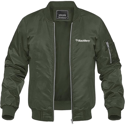 Men's Blackberry Logo Lightweight Bomber Jacket Windbreaker Softshell Varsity Jacket Coat