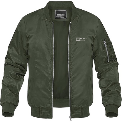 Men's Dolby Digital  Logo Lightweight Bomber Jacket Windbreaker Softshell Varsity Jacket Coat