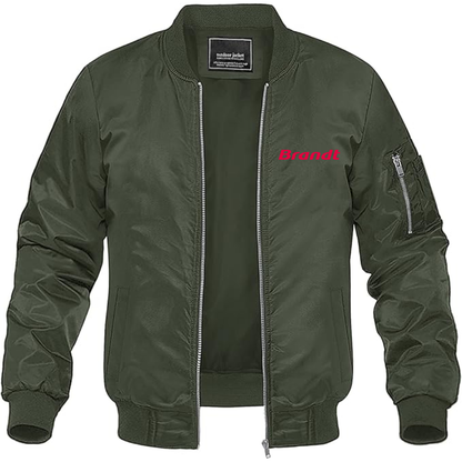 Men's Brandt Logo Lightweight Bomber Jacket Windbreaker Softshell Varsity Jacket Coat