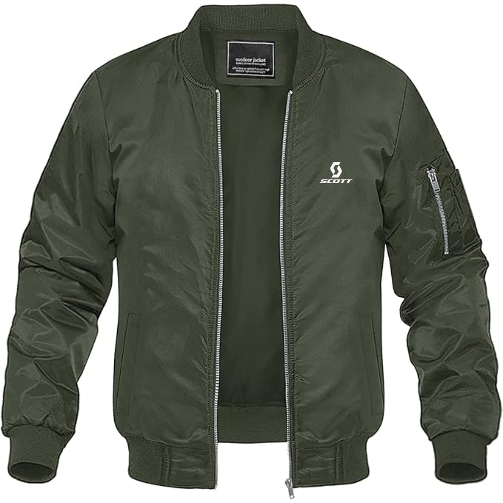 Men's Scott Logo Lightweight Bomber Jacket Windbreaker Softshell Varsity Jacket Coat