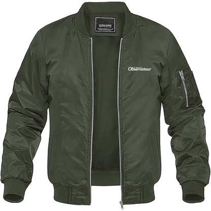 Men's Le Nouvel Observateur Logo Lightweight Bomber Jacket Windbreaker Softshell Varsity Jacket Coat
