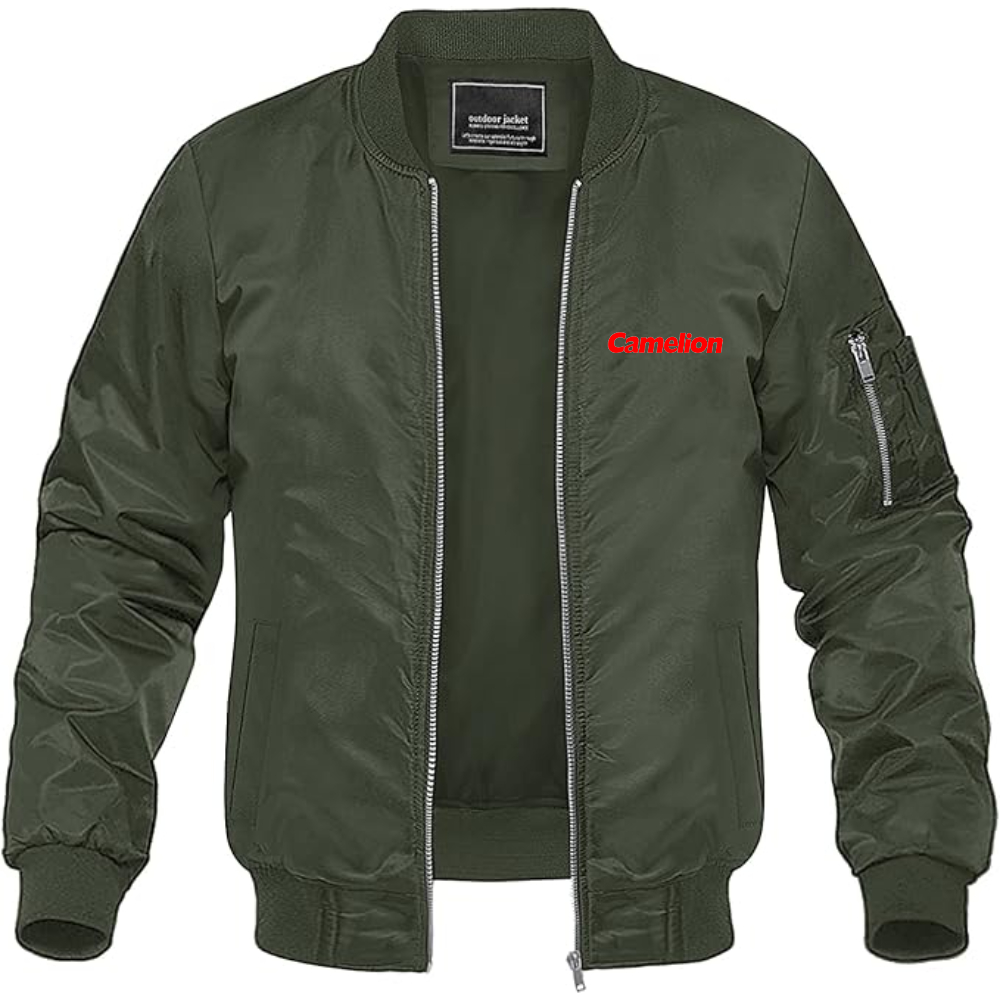 Men's Camelion Logo Lightweight Bomber Jacket Windbreaker Softshell Varsity Jacket Coat