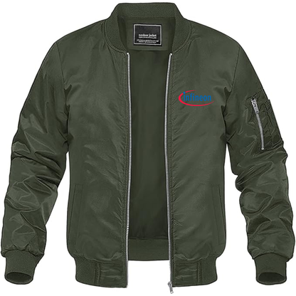 Men's Infineon Logo Lightweight Bomber Jacket Windbreaker Softshell Varsity Jacket Coat