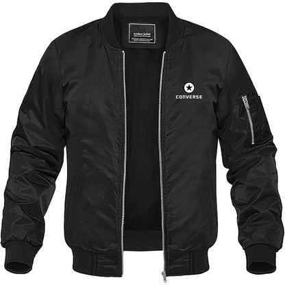 Men's Converse Logo Lightweight Bomber Jacket Windbreaker Softshell Varsity Jacket Coat