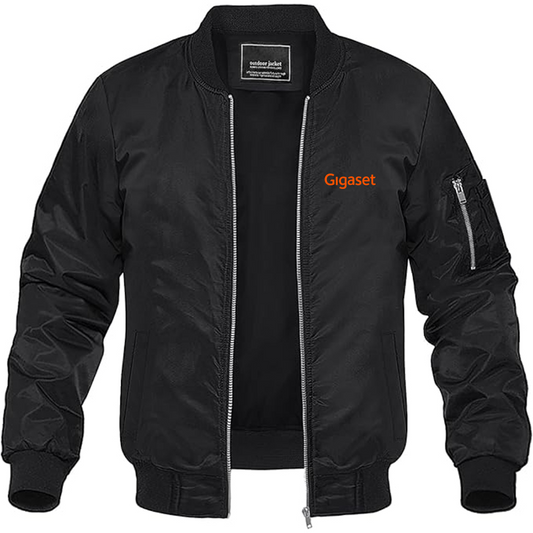 Men's Gigaset Logo Lightweight Bomber Jacket Windbreaker Softshell Varsity Jacket Coat