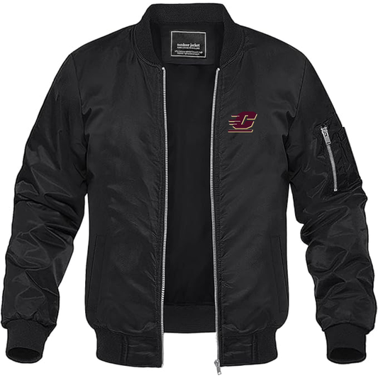 Men's Central Michigan Chippewas  Lightweight Bomber Jacket Windbreaker Softshell Varsity Jacket Coat