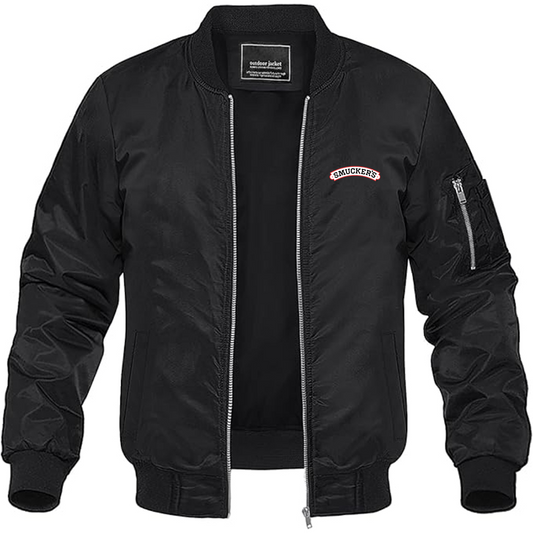 Men's Smucker's Logo Lightweight Bomber Jacket Windbreaker Softshell Varsity Jacket Coat