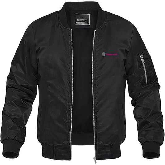 Men's Tupperware Logo Lightweight Bomber Jacket Windbreaker Softshell Varsity Jacket Coat