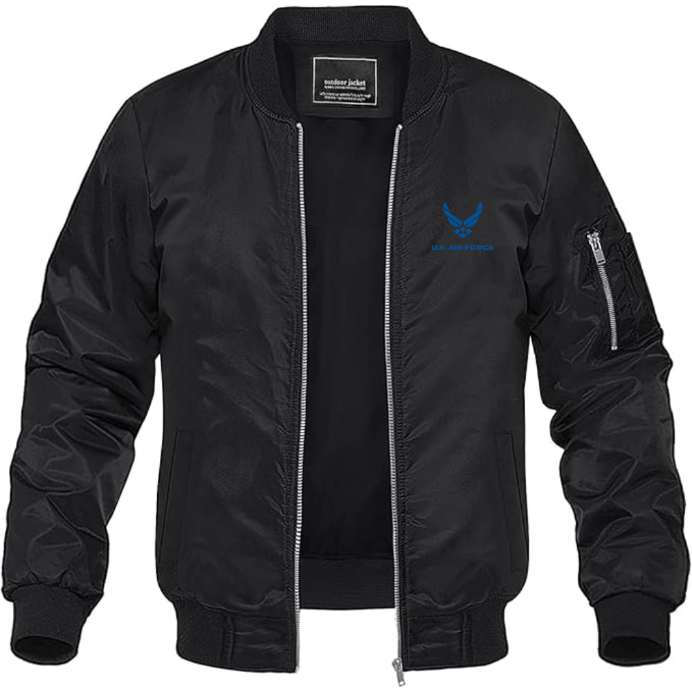 Men's US Airforce Logo Lightweight Bomber Jacket Windbreaker Softshell Varsity Jacket Coat