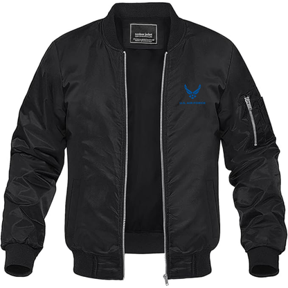 Men's US Airforce Logo Lightweight Bomber Jacket Windbreaker Softshell Varsity Jacket Coat