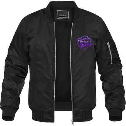 Men's Purple Disco Machine Lightweight Bomber Jacket Windbreaker Softshell Varsity Jacket Coat