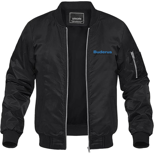 Men's Buderus Logo Lightweight Bomber Jacket Windbreaker Softshell Varsity Jacket Coat
