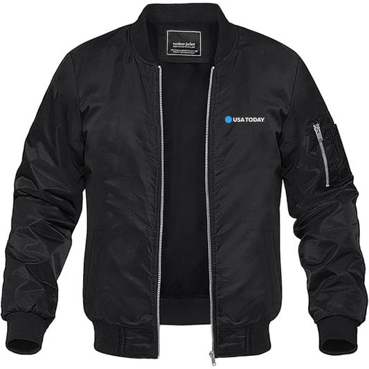 Men's USA Today Logo Lightweight Bomber Jacket Windbreaker Softshell Varsity Jacket Coat