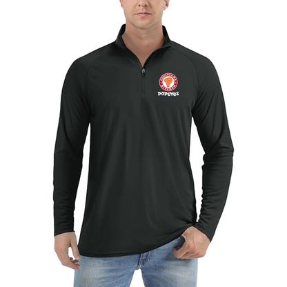 Men's Popeyes Louisiana Kitchen  Lightweight Quarter-Zip Athletic Shirt Long Sleeve Polyester Wear