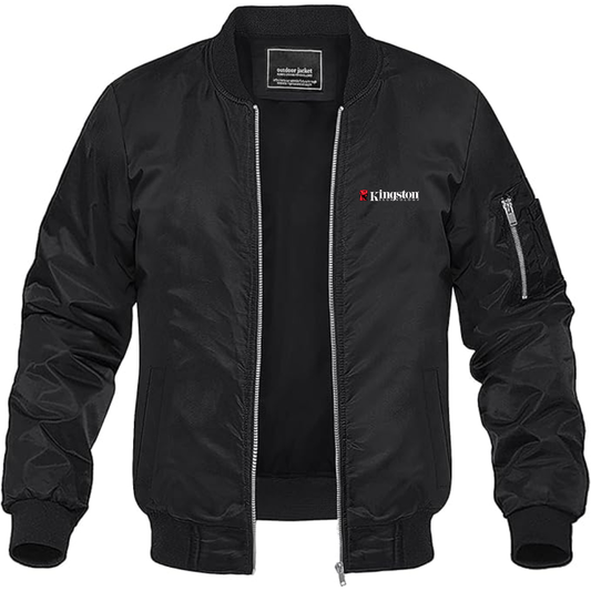 Men's Kingston Logo Lightweight Bomber Jacket Windbreaker Softshell Varsity Jacket Coat