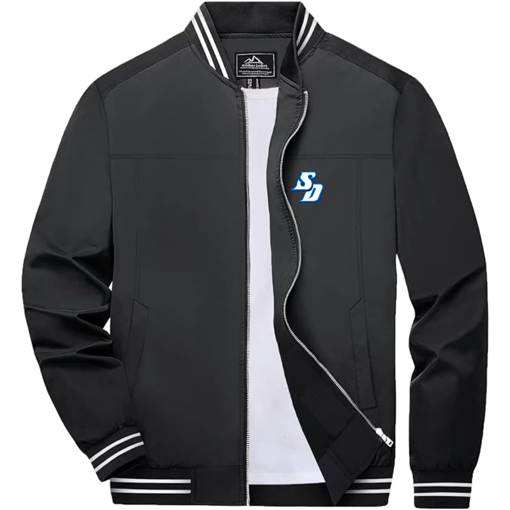 Men's San Diego Toreros Logo Lightweight Zip-Up Bomber Jacket with Ribbed Collar and Cuffs Versatile Casual Outerwear