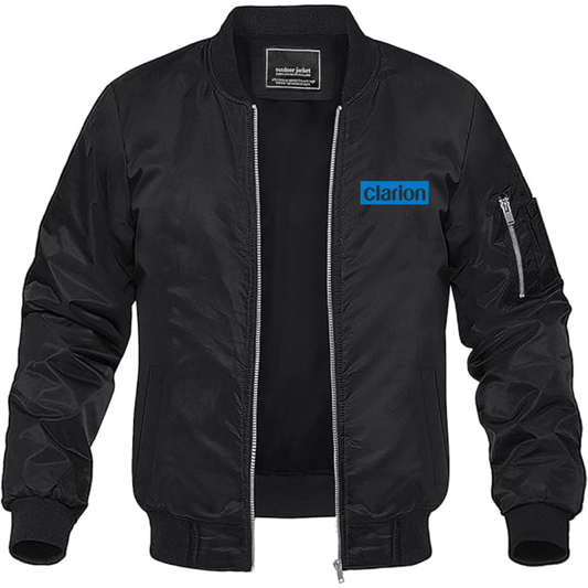 Men's Clarion Logo Lightweight Bomber Jacket Windbreaker Softshell Varsity Jacket Coat