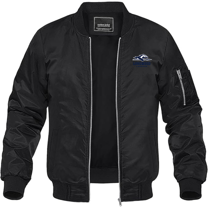 Men's Longwood Lancers Logo Lightweight Bomber Jacket Windbreaker Softshell Varsity Jacket Coat