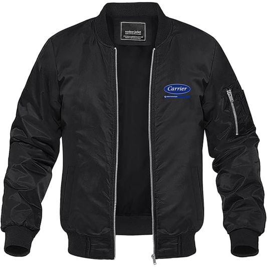 Men's Carrier Logo Lightweight Bomber Jacket Windbreaker Softshell Varsity Jacket Coat