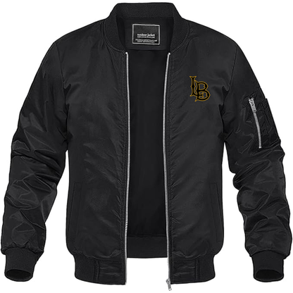 Men's Long Beach State 49ers Logo Lightweight Bomber Jacket Windbreaker Softshell Varsity Jacket Coat