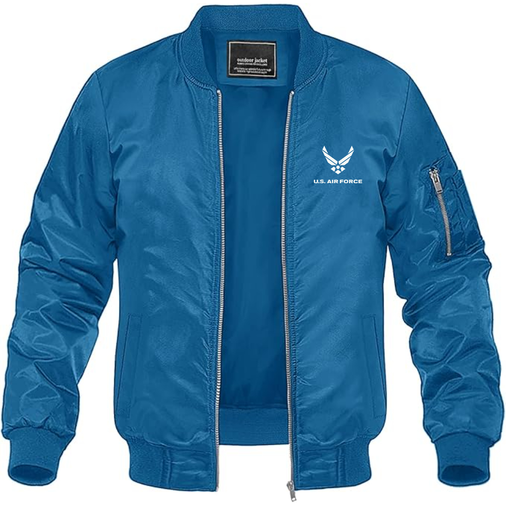 Men's US Airforce Logo Lightweight Bomber Jacket Windbreaker Softshell Varsity Jacket Coat
