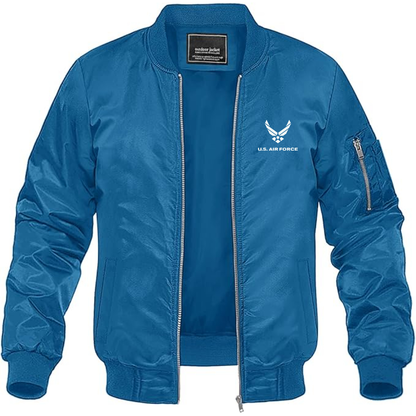 Men's US Airforce Logo Lightweight Bomber Jacket Windbreaker Softshell Varsity Jacket Coat