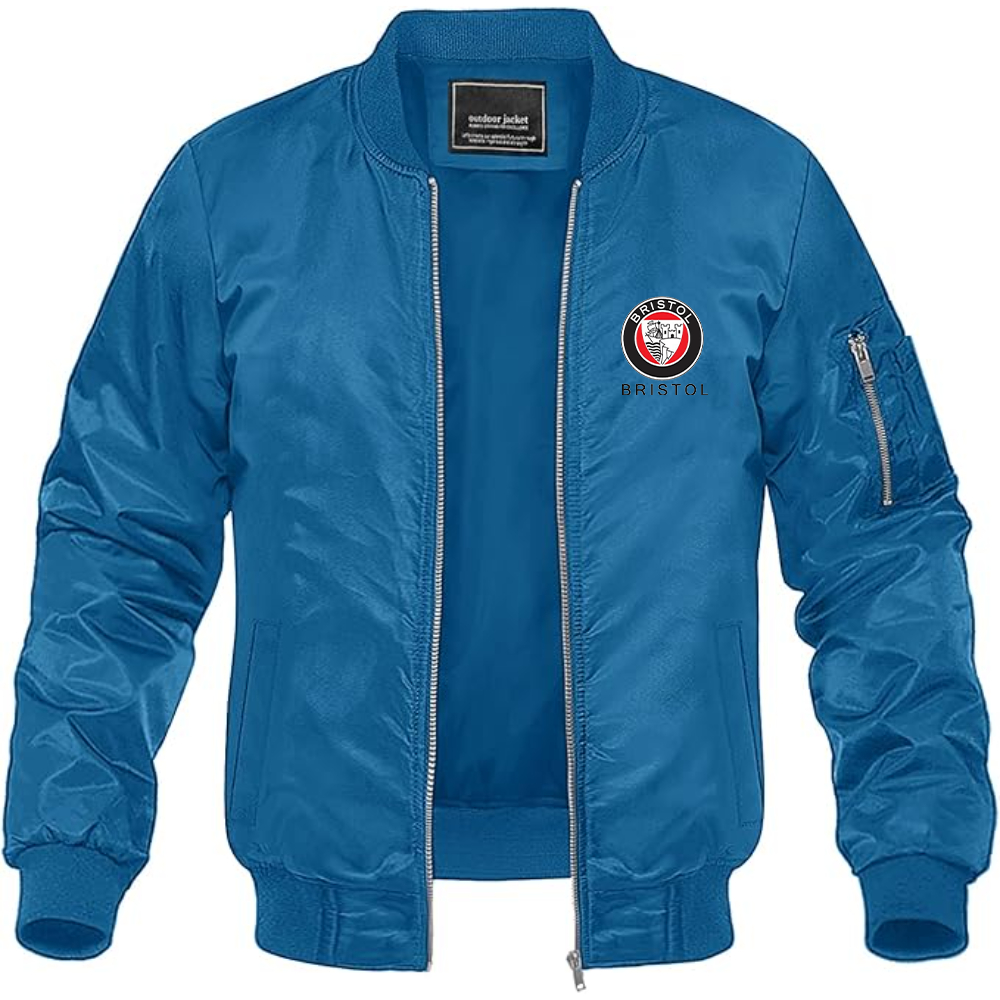 Men's Bristol Logo Lightweight Bomber Jacket Windbreaker Softshell Varsity Jacket Coat