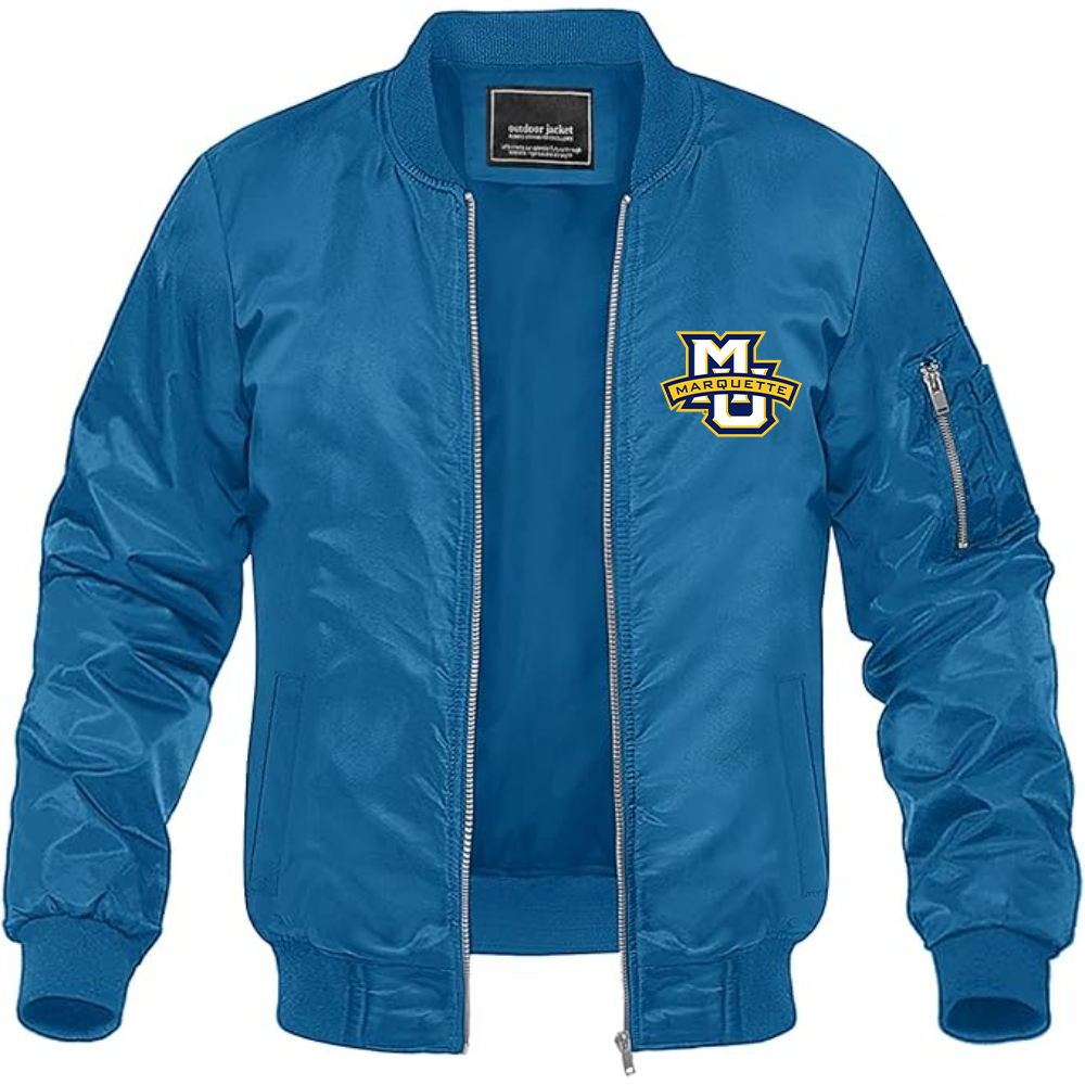 Men's Marquette Golden Eagles Logo Lightweight Bomber Jacket Windbreaker Softshell Varsity Jacket Coat