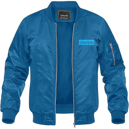 Men's Clarion Logo Lightweight Bomber Jacket Windbreaker Softshell Varsity Jacket Coat