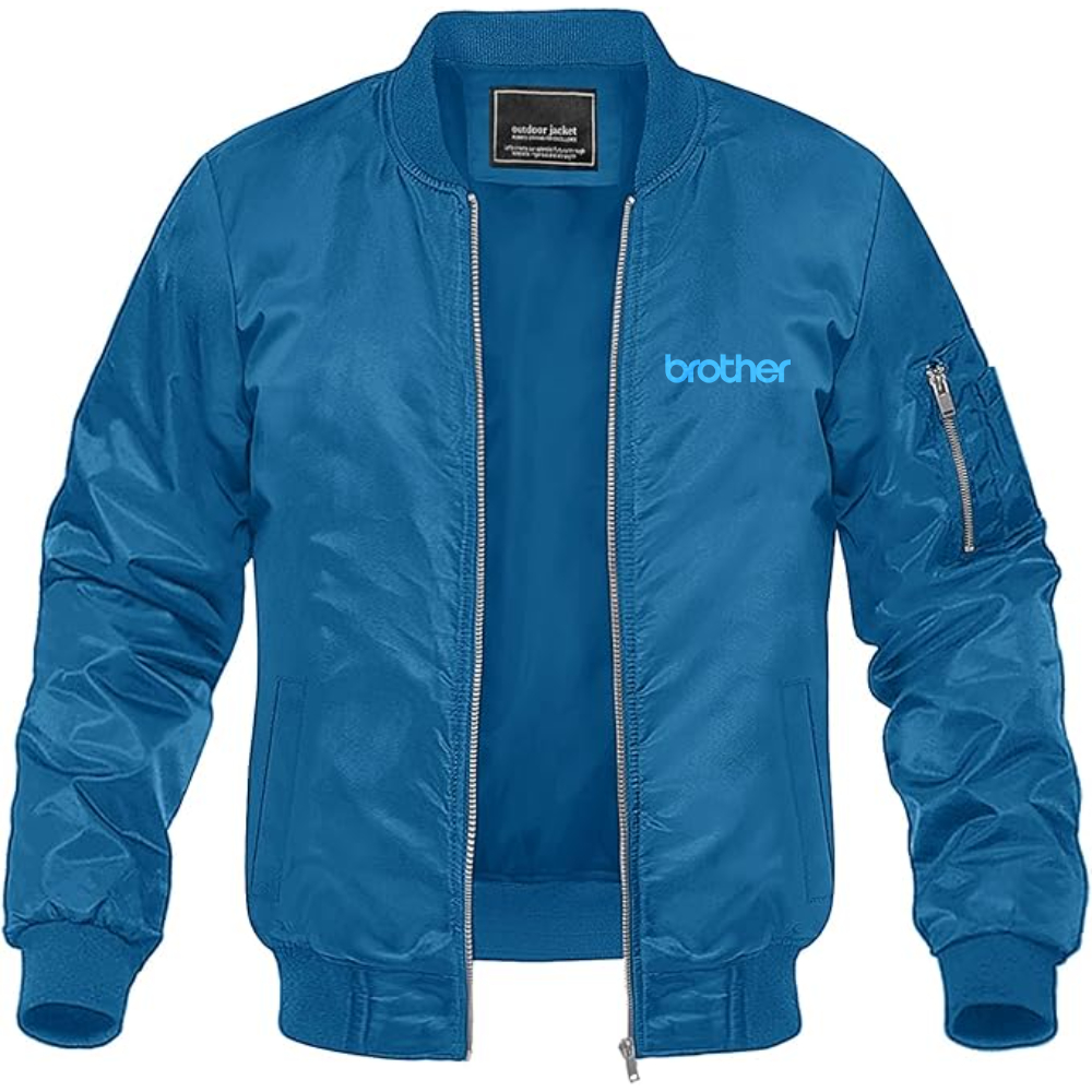 Men's Brother Logo Lightweight Bomber Jacket Windbreaker Softshell Varsity Jacket Coat