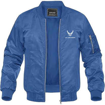 Men's US Airforce Logo Lightweight Bomber Jacket Windbreaker Softshell Varsity Jacket Coat