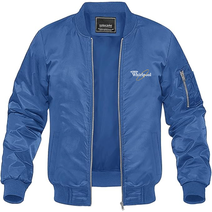 Men's Whirlpool Logo Lightweight Bomber Jacket Windbreaker Softshell Varsity Jacket Coat