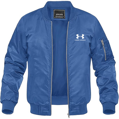 Men's Under Armour Logo Lightweight Bomber Jacket Windbreaker Softshell Varsity Jacket Coat