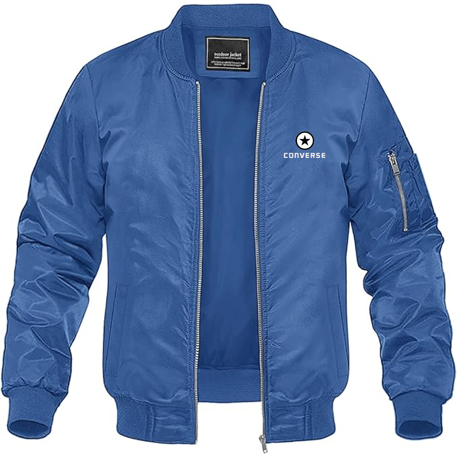 Men's Converse Logo Lightweight Bomber Jacket Windbreaker Softshell Varsity Jacket Coat