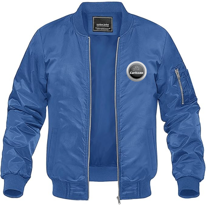 Men's Carlsson Logo Lightweight Bomber Jacket Windbreaker Softshell Varsity Jacket Coat