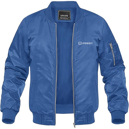 Men's Indesit Logo Lightweight Bomber Jacket Windbreaker Softshell Varsity Jacket Coat