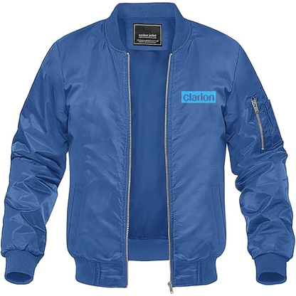 Men's Clarion Logo Lightweight Bomber Jacket Windbreaker Softshell Varsity Jacket Coat
