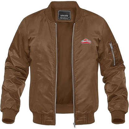 Men's Play Doh Logo Lightweight Bomber Jacket Windbreaker Softshell Varsity Jacket Coat
