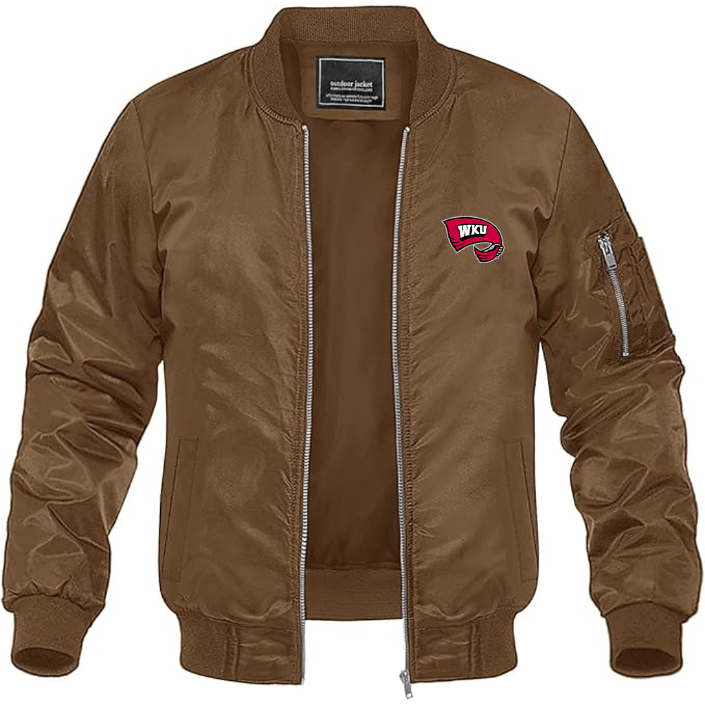 Men's Western Kentucky Hilltoppers Logo Lightweight Bomber Jacket Windbreaker Softshell Varsity Jacket Coat