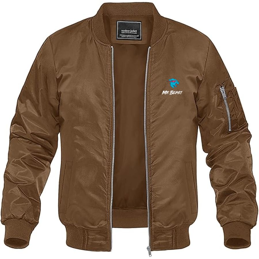 Men's Mr Beast Logo  Lightweight Bomber Jacket Windbreaker Softshell Varsity Jacket Coat