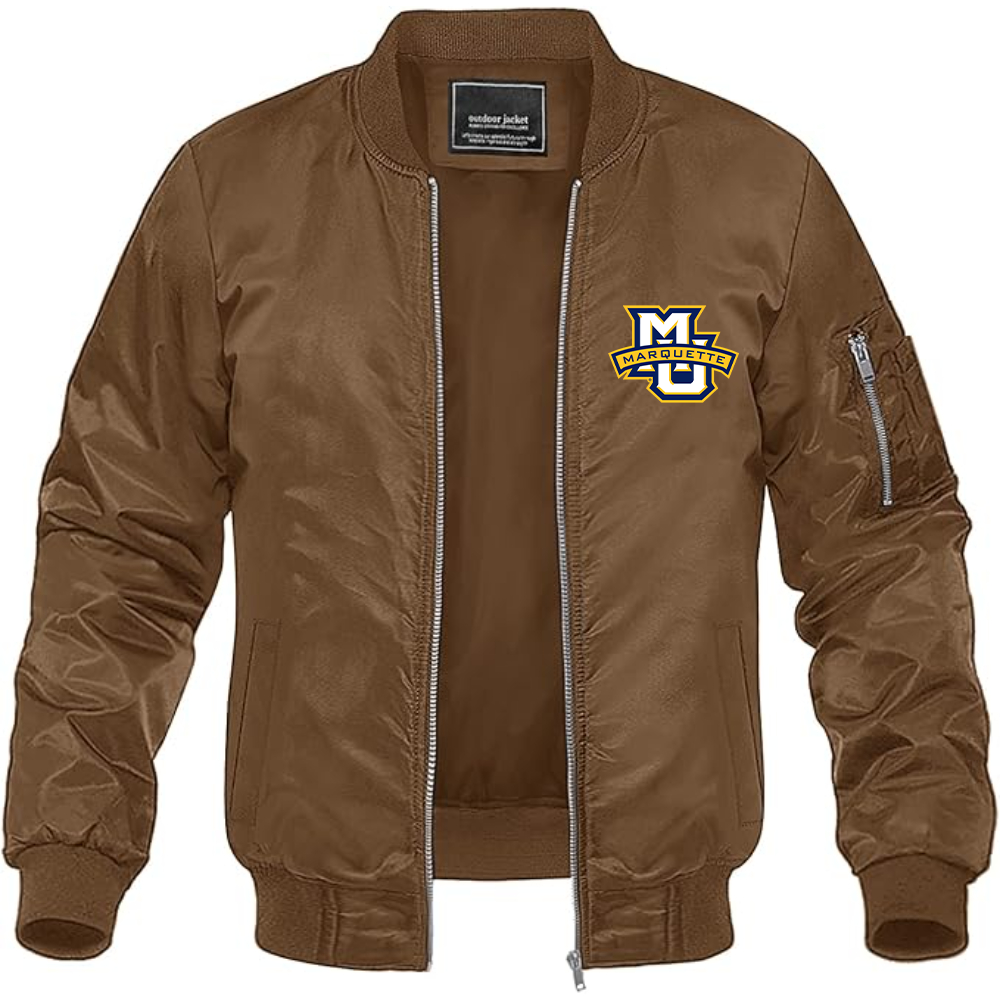 Men's Marquette Golden Eagles Logo Lightweight Bomber Jacket Windbreaker Softshell Varsity Jacket Coat