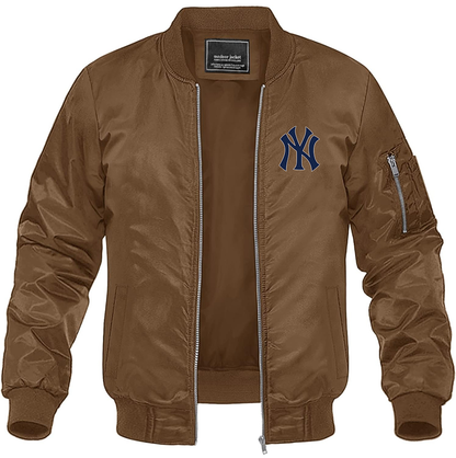 Men's New York NY Yankees Baseball Lightweight Bomber Jacket Windbreaker Softshell Varsity Jacket