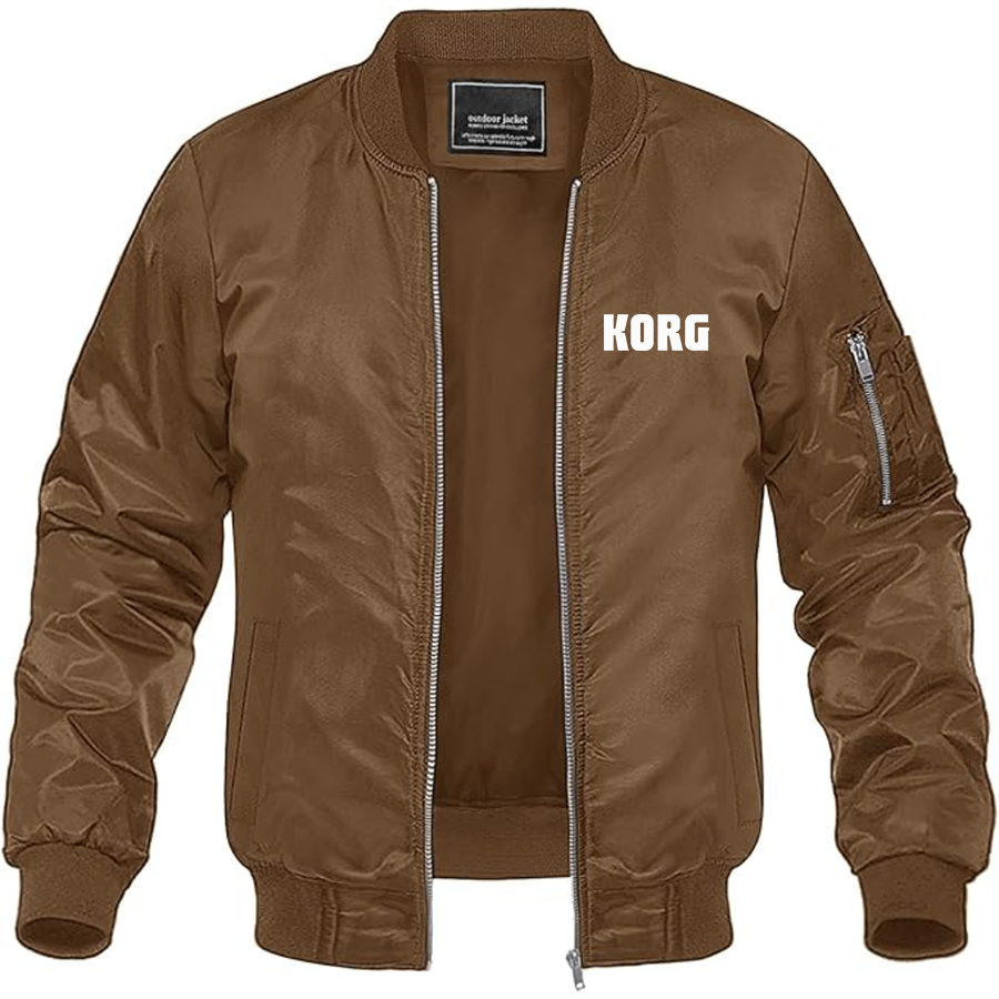 Men's Korg Logo  Lightweight Bomber Jacket Windbreaker Softshell Varsity Jacket Coat