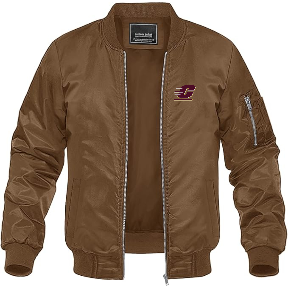 Men's Central Michigan Chippewas  Lightweight Bomber Jacket Windbreaker Softshell Varsity Jacket Coat