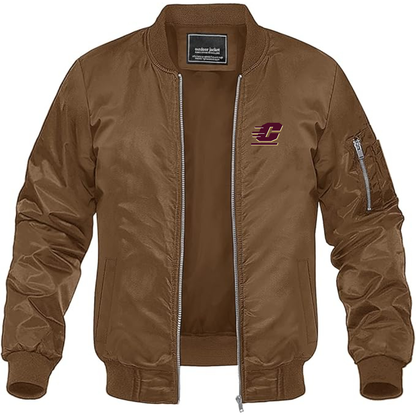 Men's Central Michigan Chippewas  Lightweight Bomber Jacket Windbreaker Softshell Varsity Jacket Coat